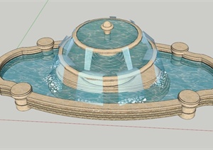 跌水池设计SU(草图大师)模型