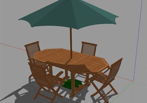 庭院伞桌椅设计SU(草图大师)模型