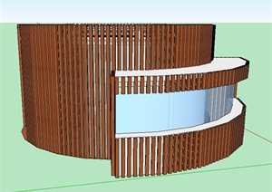 现代简约风格咖啡馆建筑设计SU(草图大师)模型