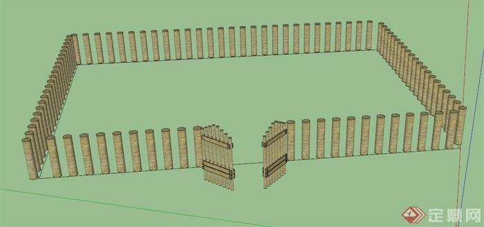 木桩式围栏设计SU模型(1)