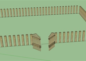 木桩式围栏设计SU(草图大师)模型