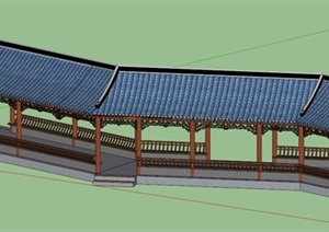 古中式廊架廊道设计SU(草图大师)模型