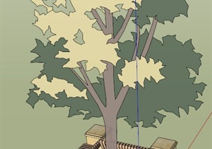 树坑靠椅设计SU(草图大师)模型