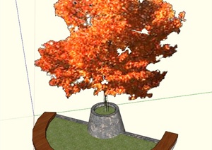 花树池坐凳设计SU(草图大师)模型