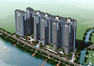某现代中式高层住宅区建筑与景观设计CAD与JPG方案图