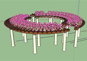 园林景观圆形花架设计SU(草图大师)模型