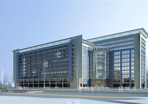 现代多层办公楼建筑设计PSD效果图