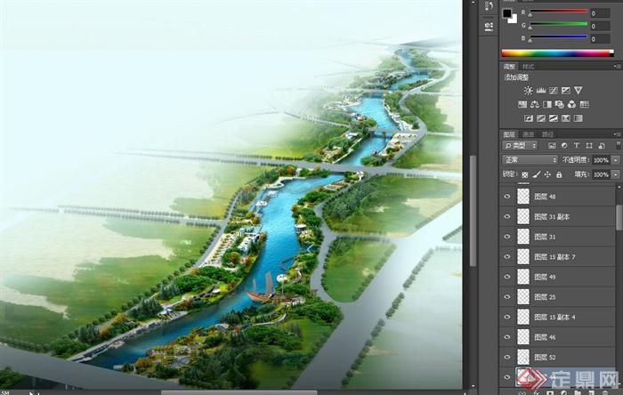某大型河道滨水景观设计PSD效果图(2)