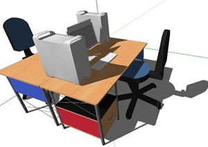 现代简约办公桌椅SU(草图大师)模型