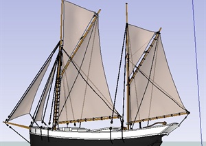 一艘现代帆船设计SU(草图大师)模型