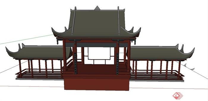 多款古典中式亭廊、戏台、塔楼建筑设计SU模型(2)