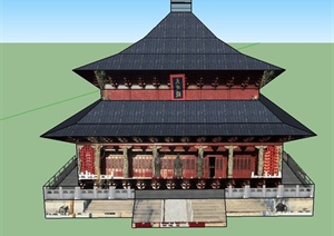 多款古典中式亭廊、戏台、塔楼建筑设计SU(草图大师)模型