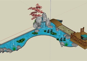 简约组合水景设计SU(草图大师)模型