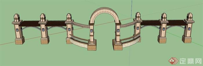 廊架拱门设计SU模型(1)