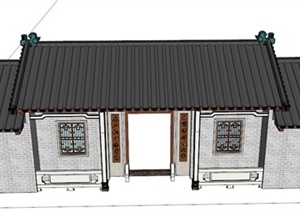古中式宅院大门设计SU(草图大师)模型