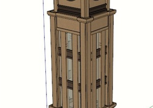 新古典钟楼设计SU(草图大师)模型