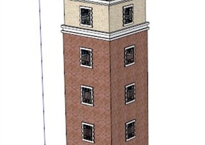 欧式钟楼建筑设计SU(草图大师)模型