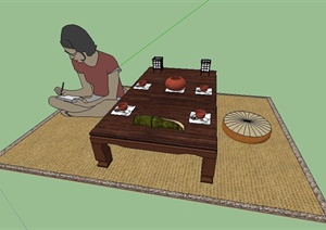 日式风格茶几设计SU(草图大师)模型