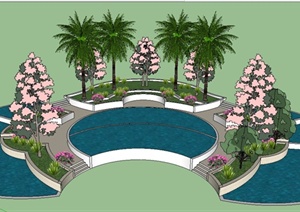 现代风格景观水池设计SU(草图大师)模型