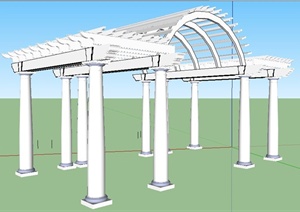 现代简约组合廊架设计SU(草图大师)模型