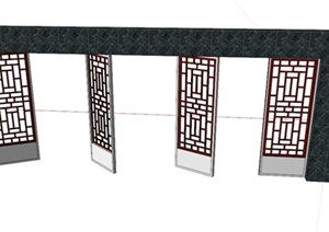 中式景墙过道设计SU(草图大师)模型
