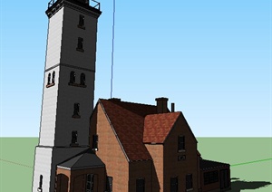 新古典风格瞭望塔及民居建筑设计SU(草图大师)模型