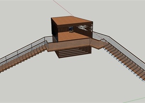 双层带楼梯观景台设计SU(草图大师)模型