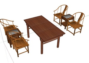 明式桌椅设计SU(草图大师)模型