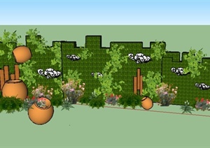园林景观植物墙设计SU(草图大师)模型