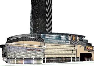 现代风格商业购物中心及办公楼建筑设计SU(草图大师)模型