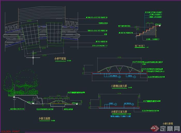 园林景观小木桥设计CAD详图(1)