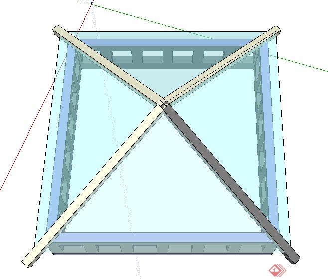 简约中式风格采光井su模型(2)