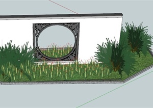 圆孔景墙花池组合设计SU(草图大师)模型