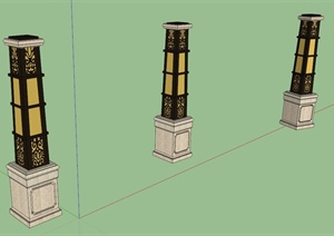 新古典景观灯柱设计SU(草图大师)模型