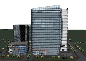 现代某高层组合综合体商业街建筑设计SU(草图大师)模型