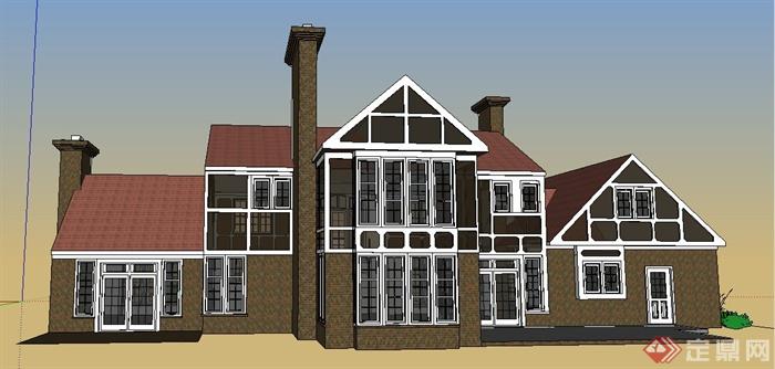 现代风格多层组合别墅建筑设计su模型(3)