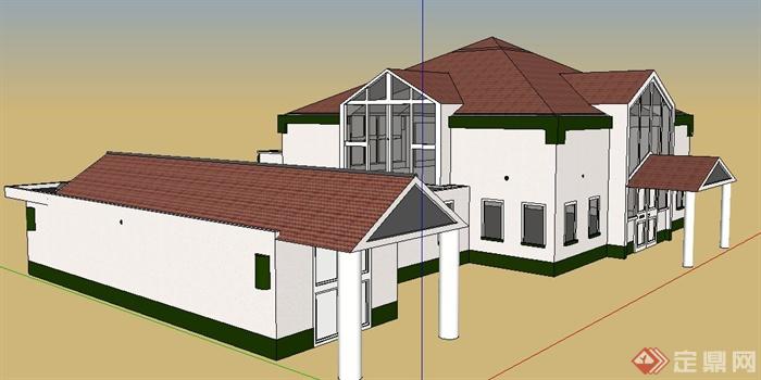 现代简约私人别墅住宅建筑设计su模型(3)