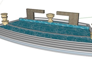 现代景观叠水池设计SU(草图大师)模型