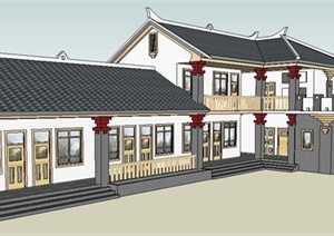 某现代中式乡村民居建筑设计SU(草图大师)模型