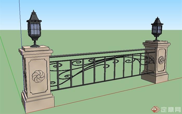 新古典铁质围栏设计su模型(2)