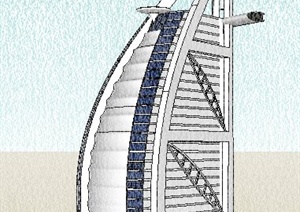 现代迪拜帆船酒店建筑设计SU(草图大师)模型