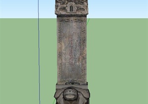 古典中式石碑设计SU(草图大师)模型