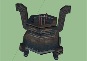 古典中式香炉设计SU(草图大师)模型