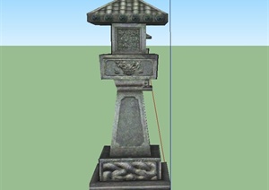 某古典中式门边石灯设计SU(草图大师)模型
