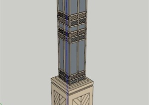 新古典灯柱设计SU(草图大师)模型