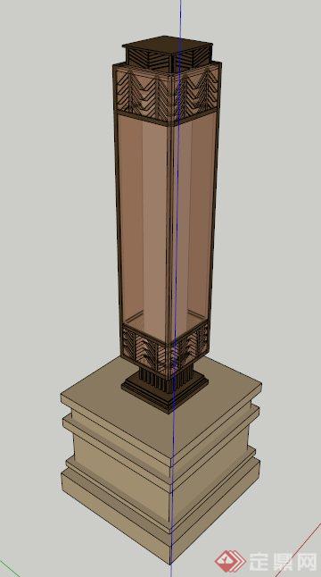 日式庭院灯柱设计SU模型(1)