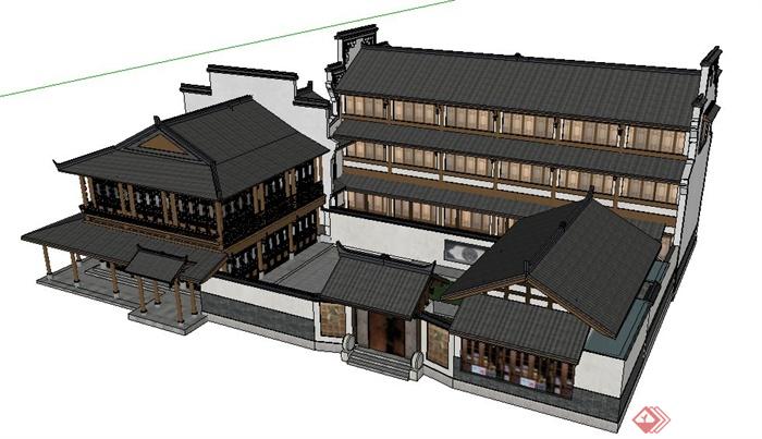 某中式风格文化馆建筑设计su模型(4)