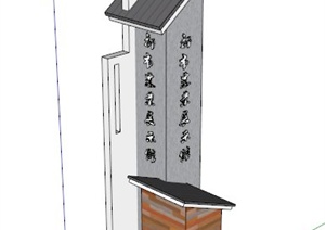 中式景观标志柱设计SU(草图大师)模型