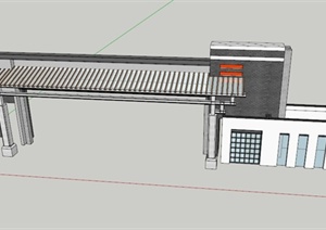 现代中式景区大门设计SU(草图大师)模型