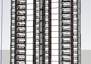 中式风格双拼高层住宅楼建筑设计SU(草图大师)模型